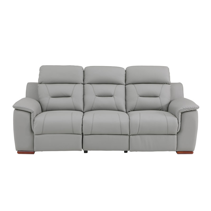 Annahi 85'' Faux Leather Reclining Sofa, Gray
