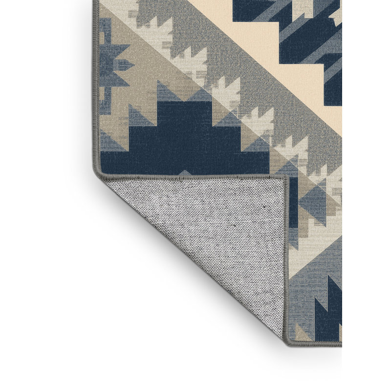 Machine Washable Paulett Global Inspired Block Print Rug in Gray – Gray Binding, 5 x 8