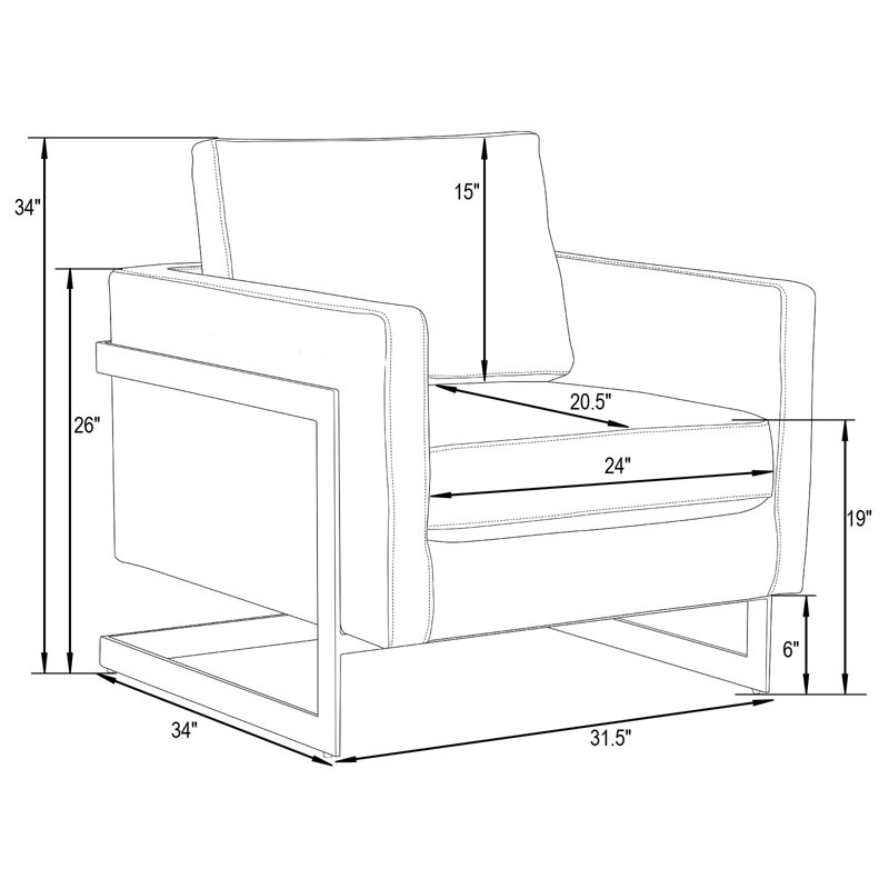 Lincoln Boucle Fabric Accent Armchair with Stainless Steel Frame and Removable Cushion, White, Gold
