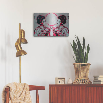 Art mural en métal Winston Porter «Mirror Geisha» par Abstract Graffiti