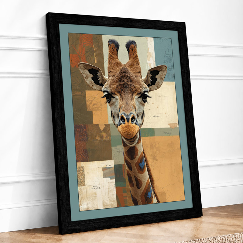 Giraffe in Geometry Modern - Framed Print, A1 - 84.1 x 59.4 cm, Black