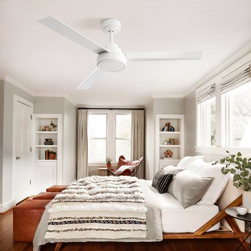 Keilee 52'' 3-ABS-Blade Propeller Standard Ceiling Fan with Remote Control and no Light, White