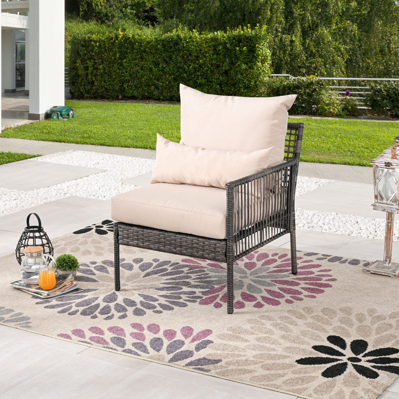 Addiego Outdoor Left-Arm Lounge Chair with Cushions