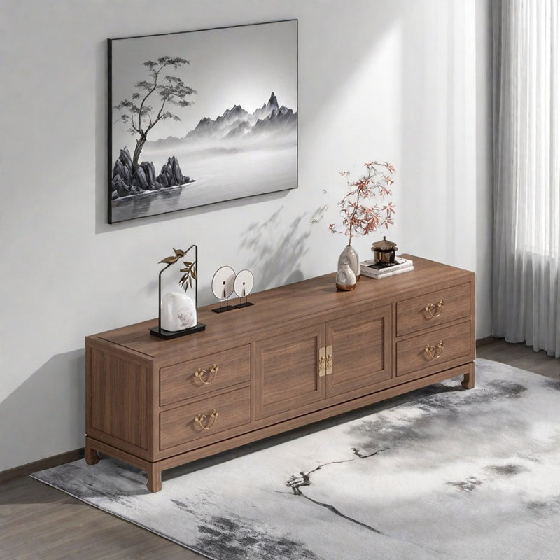 Chinese style solid wood TV stand, Brown