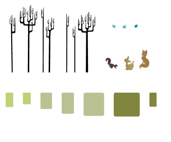 Décalcomanie murale forêt d’amis tree, H 80 po x l 98 po x P 0,01 po, Noir / vert