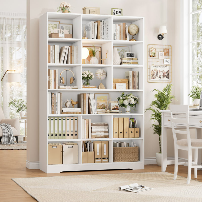 76.1''H 6-Tier Standard Bookcase, Cube Bookcase, White