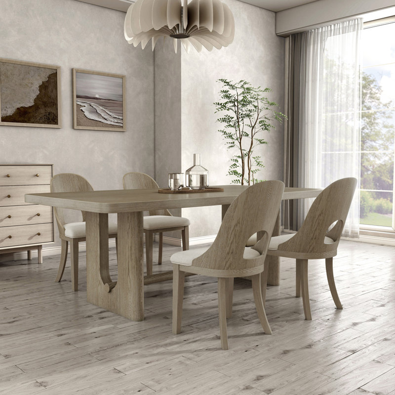 Doloros Dining Table Set, White Oak, 5 Pieces: Table, 4 Chairs