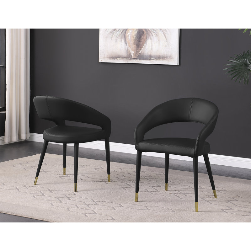 Crowson 19'' H Faux Leather Upholstered Armchair, Black