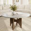 Table basse ronde moderne Arbor 31"/35"/43" style Wabi-Sabi avec base en bois massif arquée pour appartement et salon-1270217328-1270217341