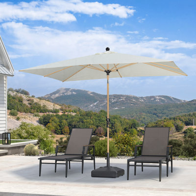 6.5' x 10' Patio Umbrella with Base Outdoor Umbrella Market Umbrella with Crank & 8 Ribs Aluminum Rectangular Table Umbrella Outdoor Patio for Backyard