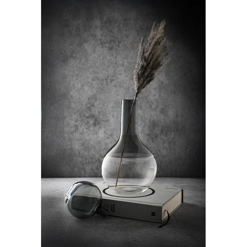 Vase décoratif en verre transparent et gris Dia 5,5 "