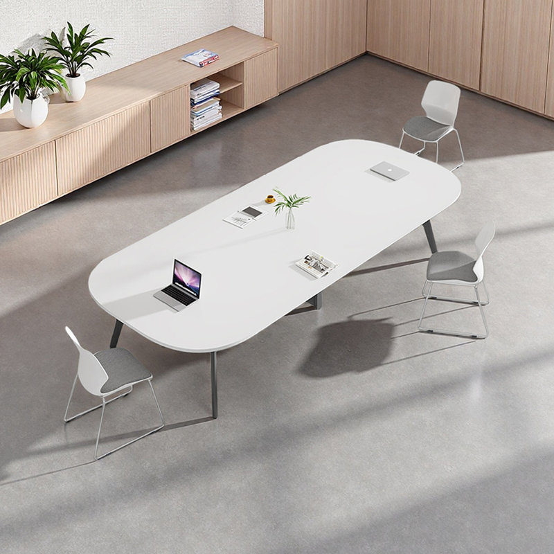 Table de conférence en arc Simplicity avec pieds en métal, H 29,52 po x L 118,11 po x l 47,24 po