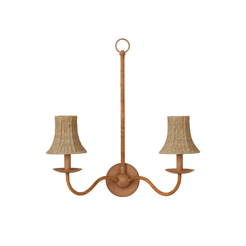 Bell Whitewashed Chandelier Shade, Natural