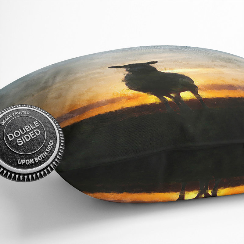 Sunset And Sheep Square Throw Cushion, 40cm H x 40cm W x 15cm D