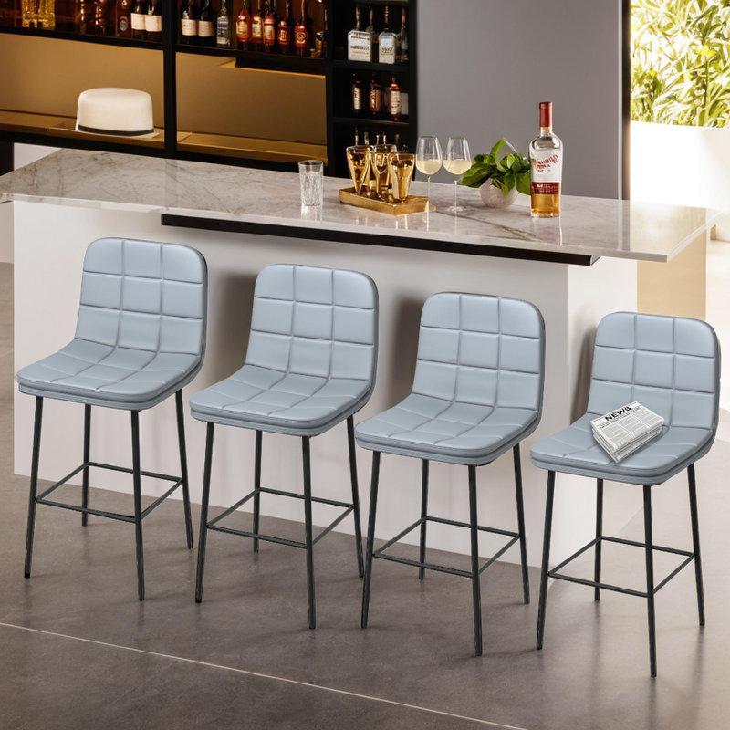Modern Counter Height Bar Stools Counter Chairs Set of 4, Gray