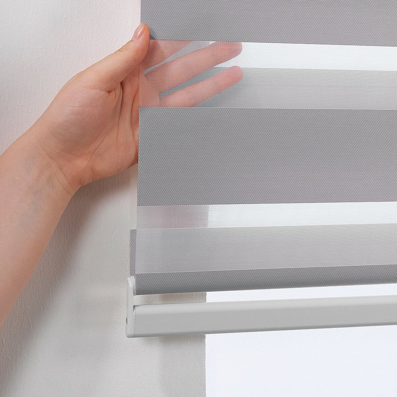 Store à enroulement double couche à double couche, stores horizontaux unis, Gris, L 39,5 po x L 72 po