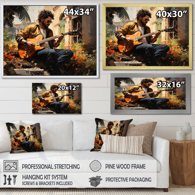 «Music Reggae Vibes II», reproduction d'art sur toile, Cadre flottant doré, H 12 po x l 20 po x P 1 po