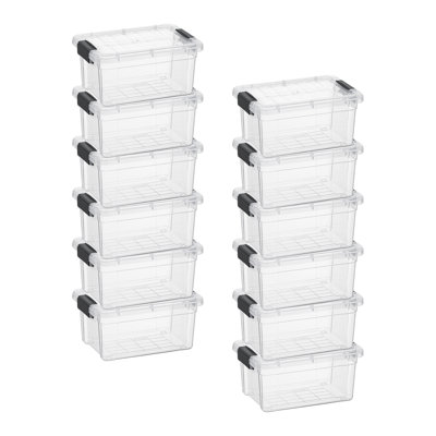  X Mini Storage Container Plastic Crayon Box Stackable Clear Arts and Sewing Organizer, 0.7 Quart, 4 Pack