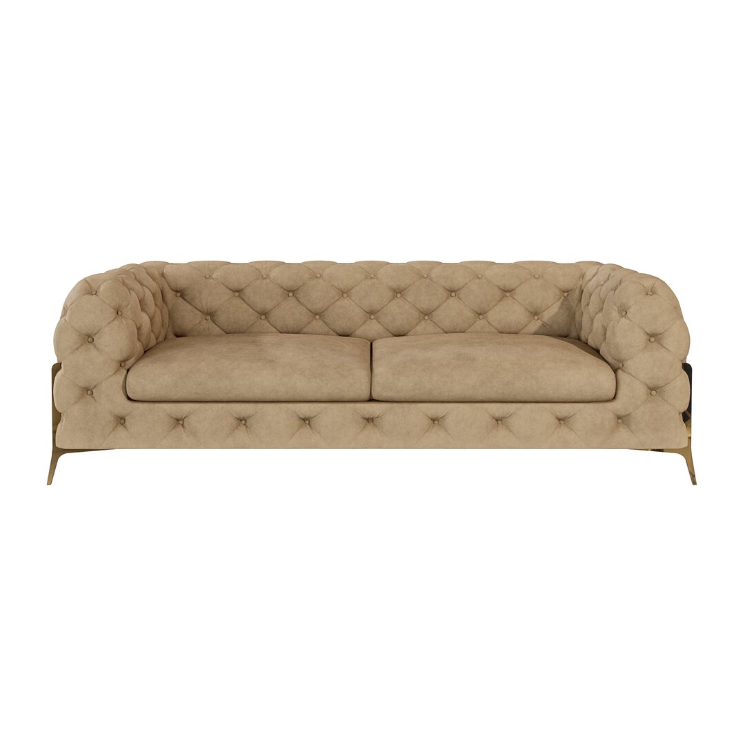 Chesterfield Sofa 3-Sitzer Atoka mit Goldene Metall Füßen