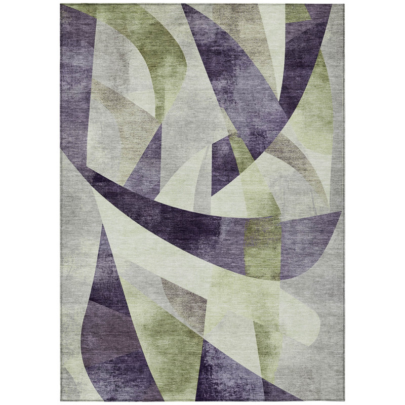 Machine Washable Indoor/Outdoor Xhevrie Purple Rug, Rectangle 2'6" x 3'10"