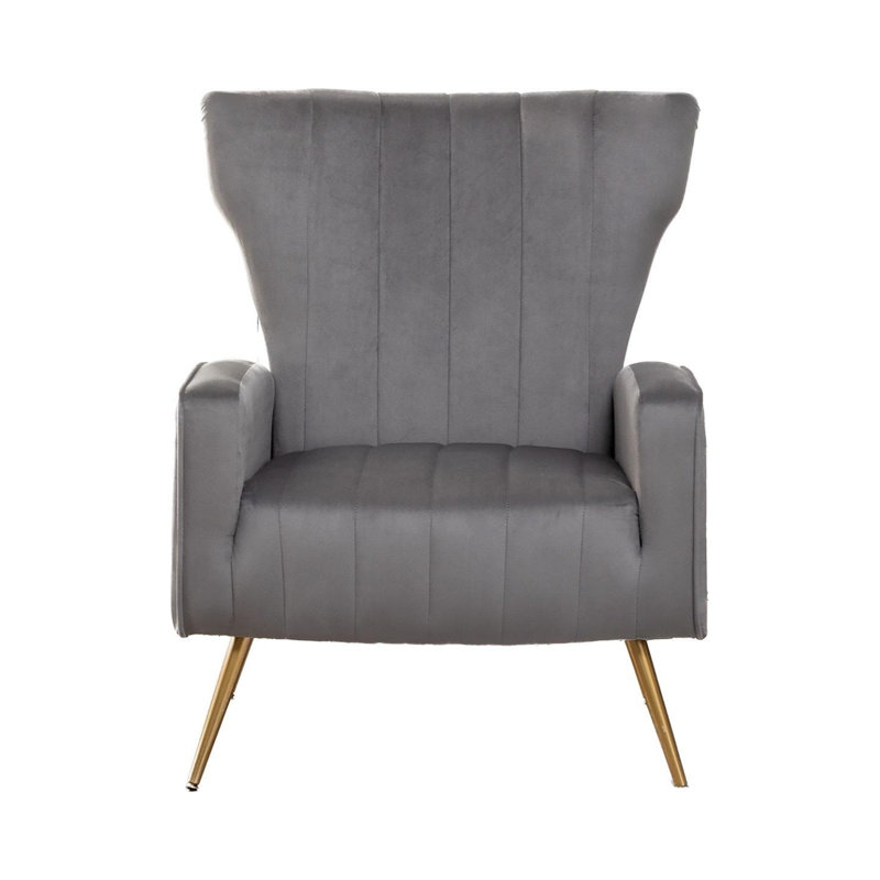 Velvet Armchair, Gray Velvet