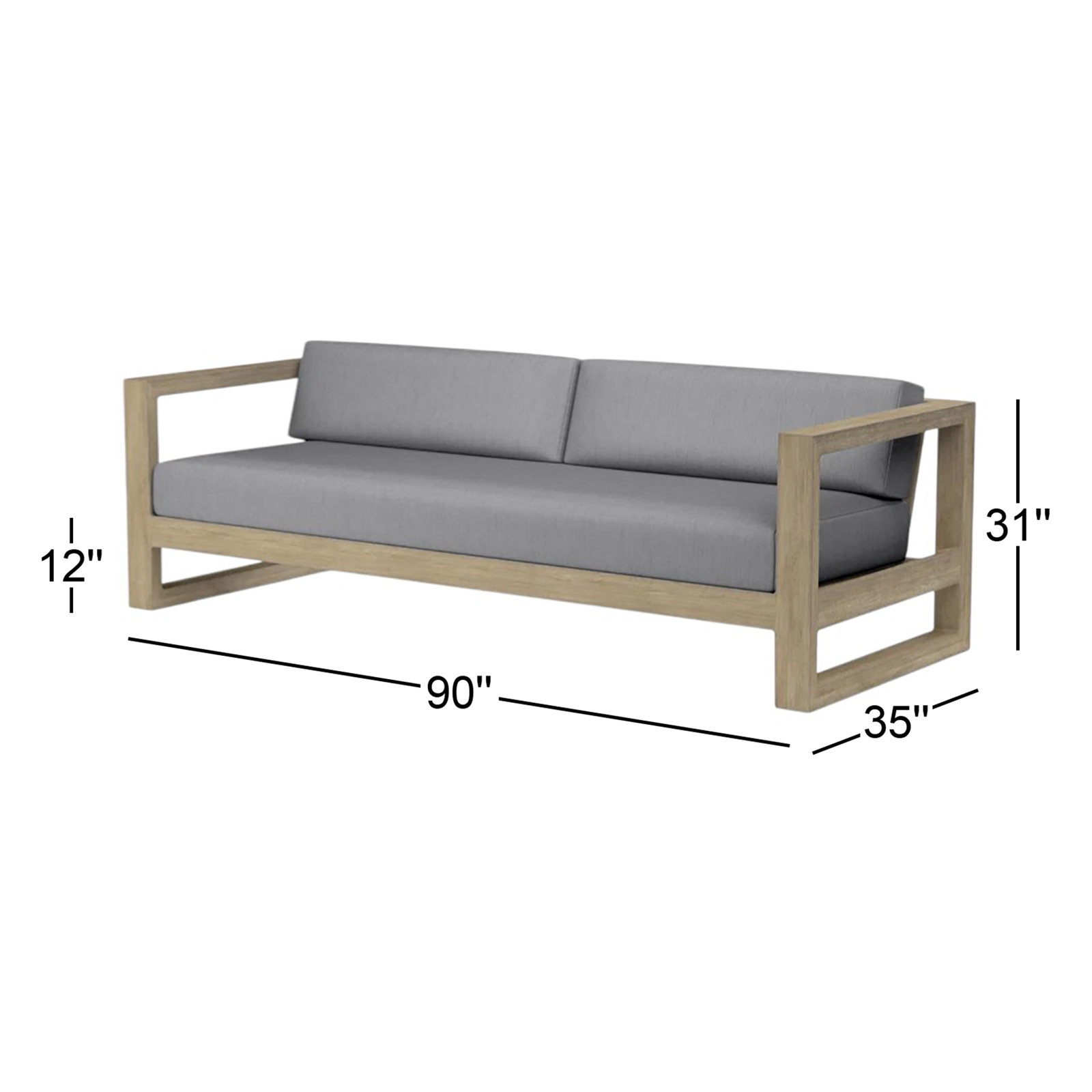 Vienna 34" Sunbrella® Patio Sofa, Canvas Granite Sunbrella® Canvas