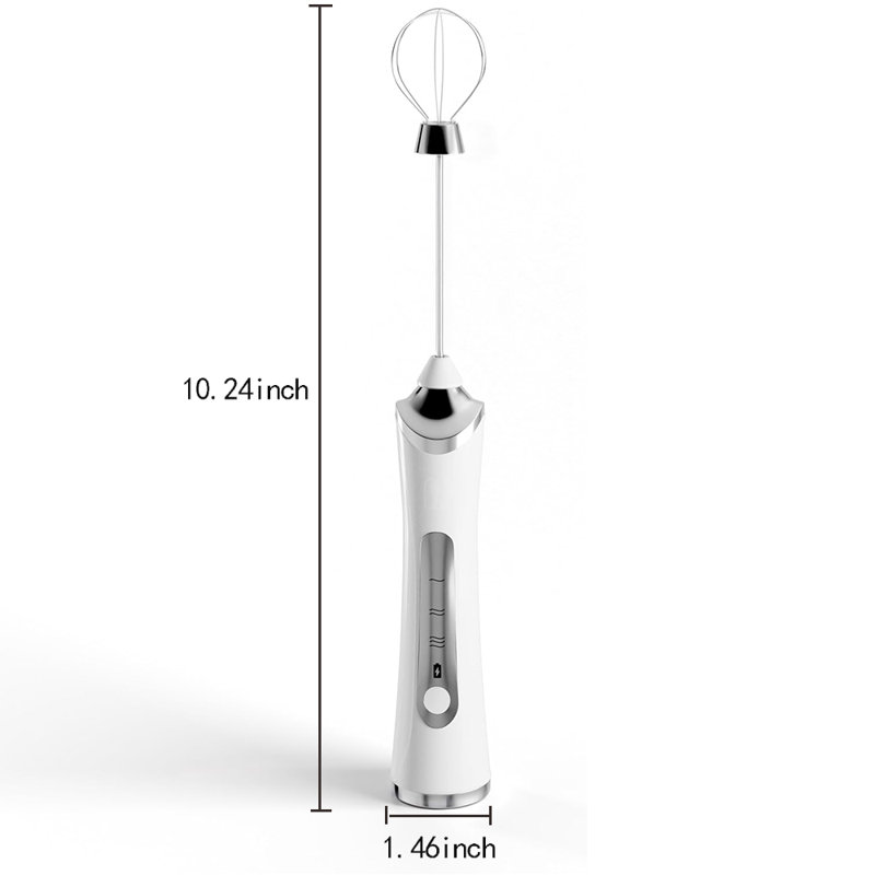 Rechargeable Milk Frother 3-Speed Fast Handheld Mixer For Cream Lattes, White