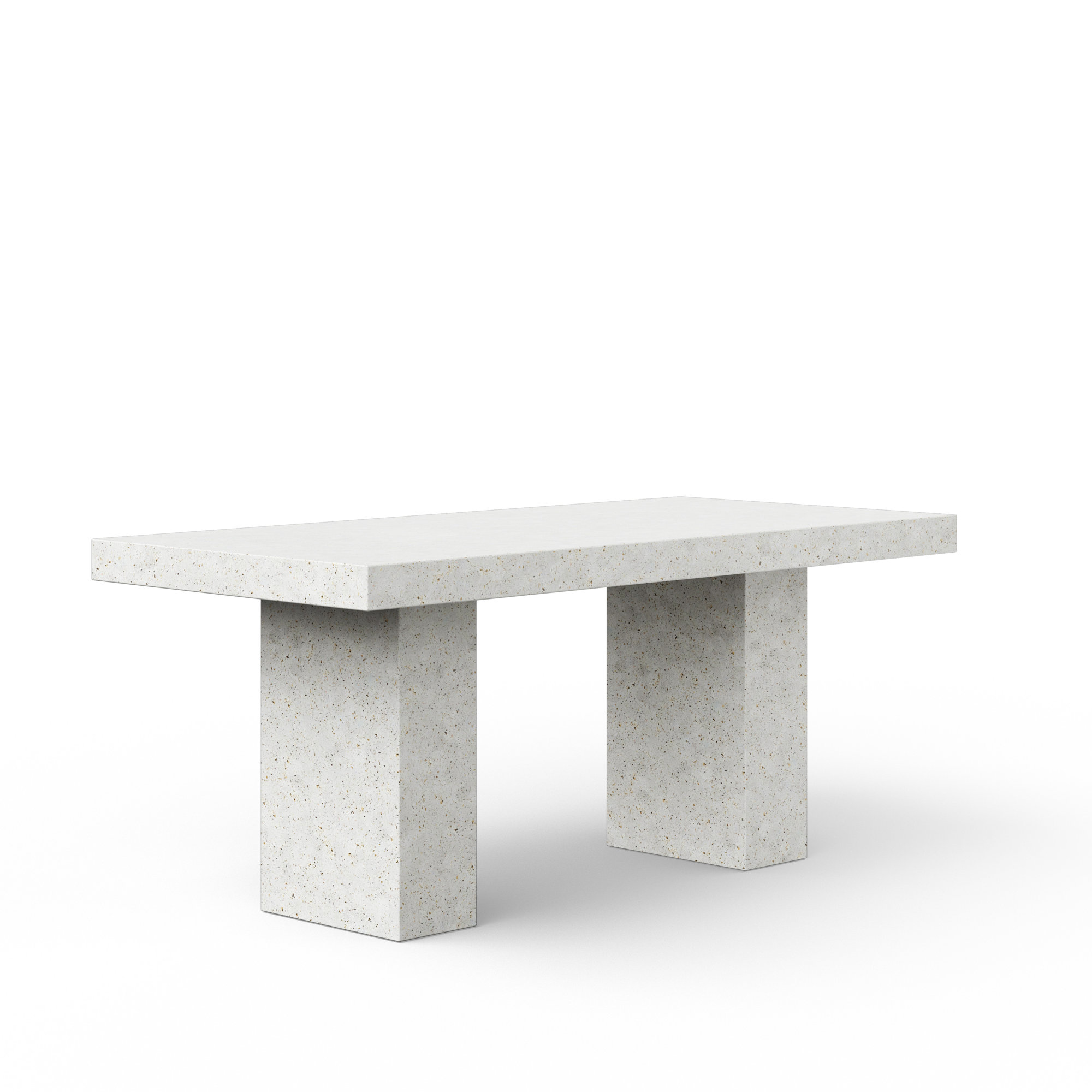 Kareen Pedestal Dining Table, Counter Table (36.25" Height), 82.75" L x 39.25" W, Ivory Terrazo