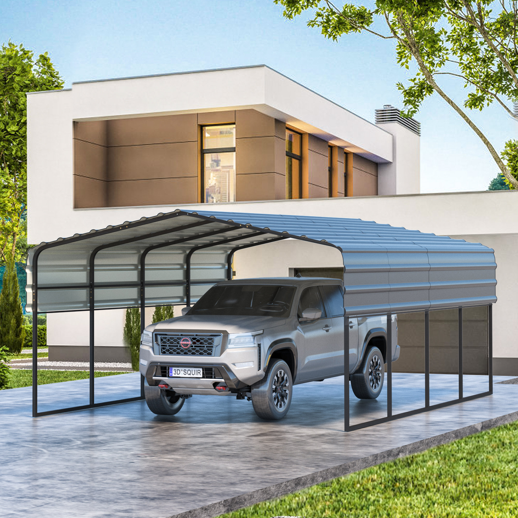 EROMMY 12 Ft. W x 20 Ft. D Carport with Galvanized Steel Roof & Reviews
