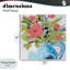Plaque murale marguerites dans un vase bleu, design par Jane Slivka