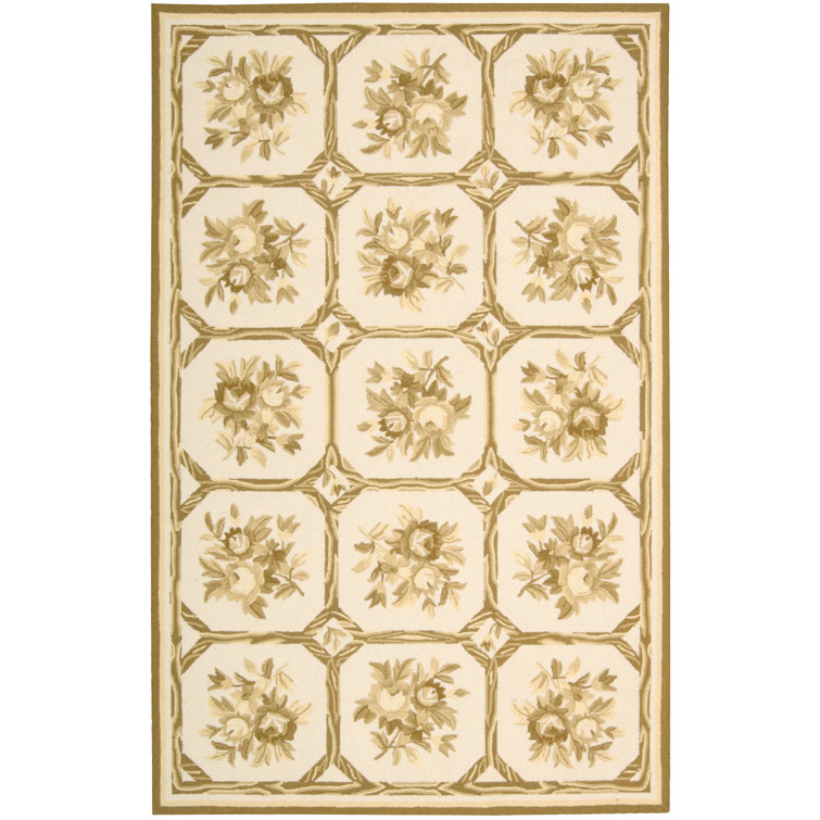 Tapis ivoire / jaune en laine crocheté à la main Kendall