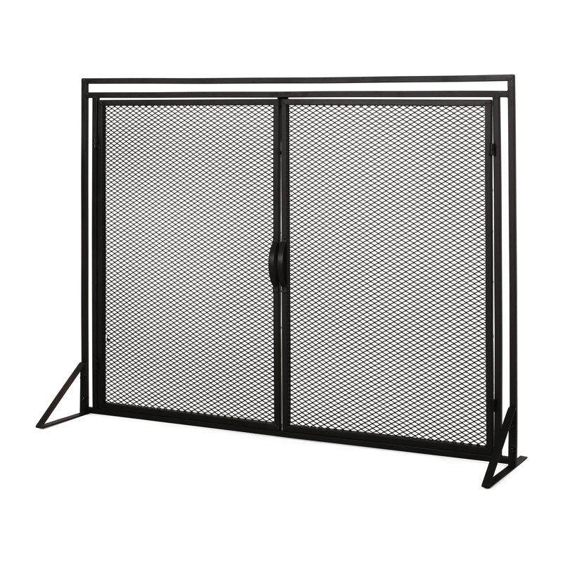 Pare-étincelles en fer noir mat - Menaces de feu, H 30,84 po x l 40,63 po