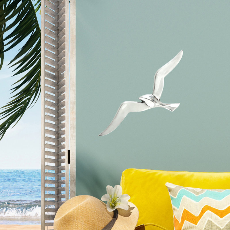 Décoration murale goéland volant, H 14 po x l 0,2 po x P 1,5 po