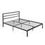 Grand lit plateforme en métal avec tête de lit, structure durable, conception moderne, facile à assembler, gris anthracite