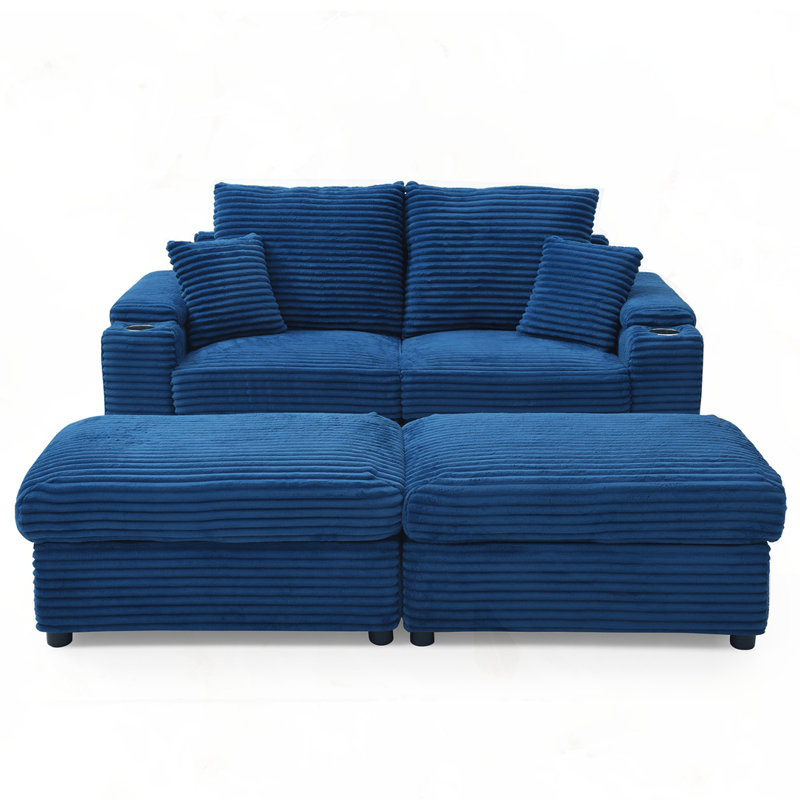 Causeuse avec repose-pieds, Bleu