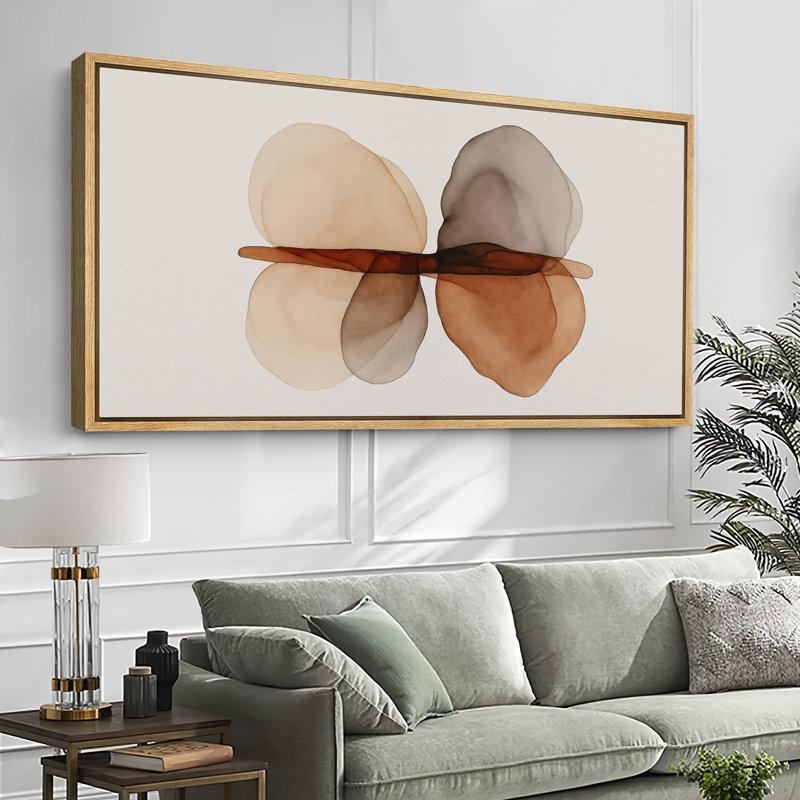 Grande impression sur toile encadrée - reproduction abstraite neutre pour décoration murale minimaliste moderne, Naturel