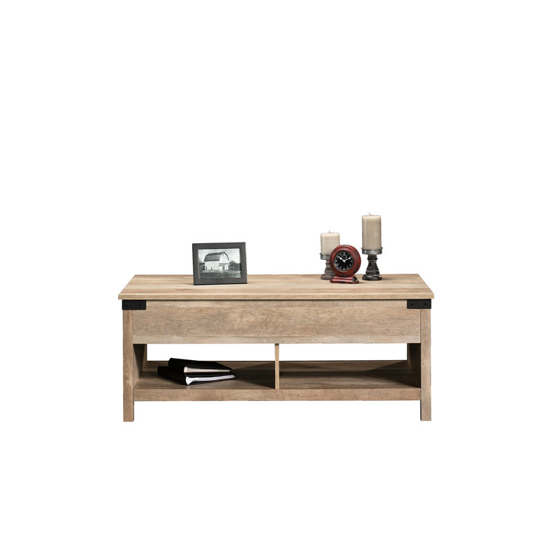 Table basse à plateau relevable, finition brune