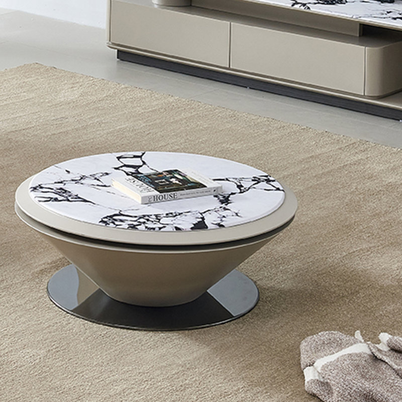 Table de bout avec plaque de roche et soucoupe rotative
