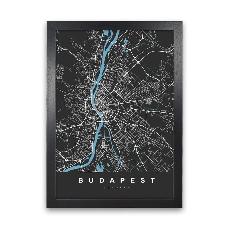 Budapest - Print, Black Paper, 63cm H x 46cm W x 3cm D