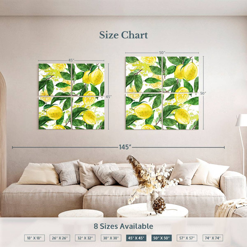 Yarlin Lemon Leaves Pattern, 45" H x 45" W