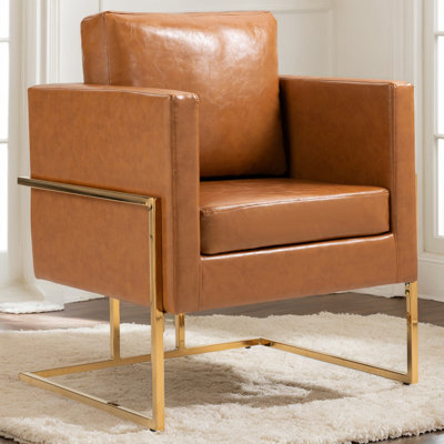 Chaise d'appoint rembourrée en similicuir moderne pour le salon, la chambre à coucher