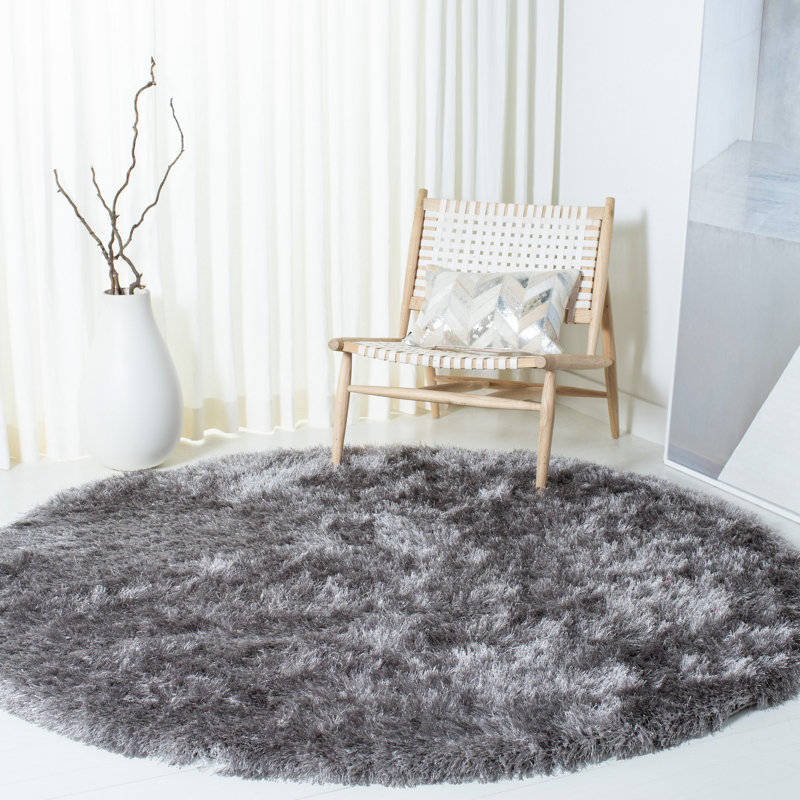 Bernelda Shag Performance Solid Color Rug, Round 5'