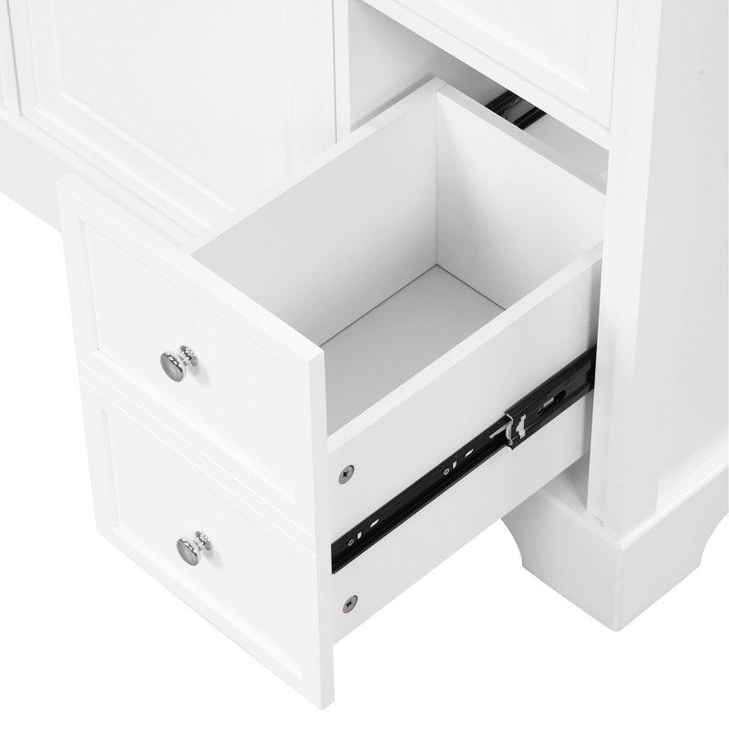 Meuble-lavabo de 30 po avec comptoir, meuble-lavabo avec porte et deux tiroirs, panneaux de fibres à densité moyenne, bois massif, un paquet, blanc (ancien numéro de référence: N725P198484K)