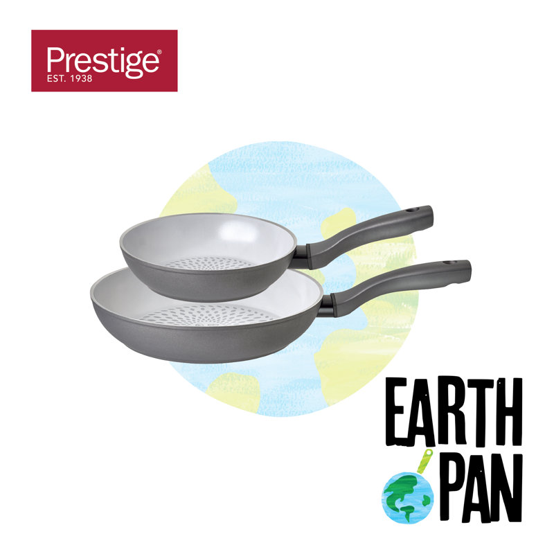 Earthpan Recycled induction Dishwasher Safe Frying Pan Twinpack - 20cm & 28cm