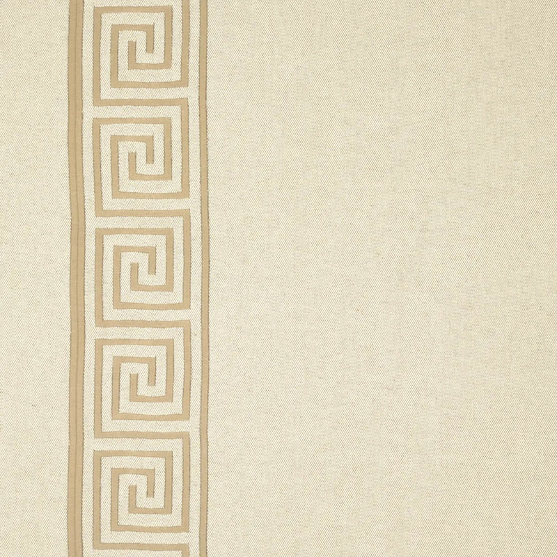 Greek Key Embroidery Fabric, Pebble/Taupe