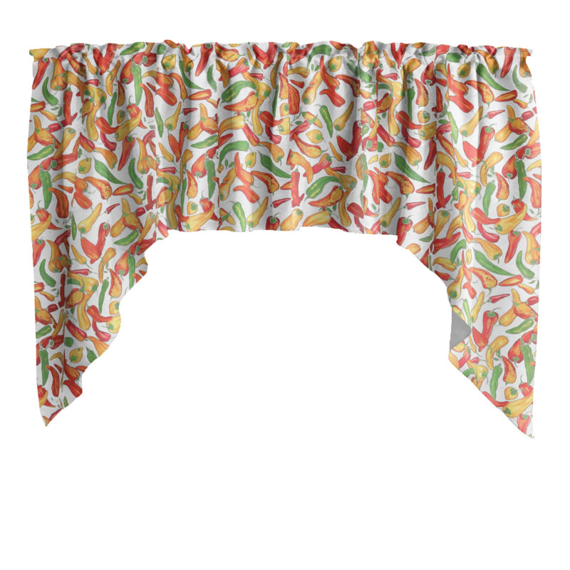 Cantonnière florale en mélange de coton l 58 po, Blanc