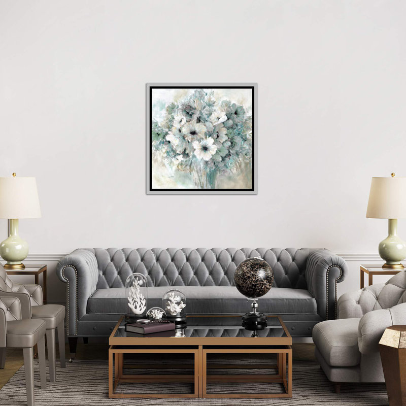 « envoyé avec l’amour » par carol robinson-print, H 18 po x l 18 po x P 1,5 po, Toile avec cadre argenté