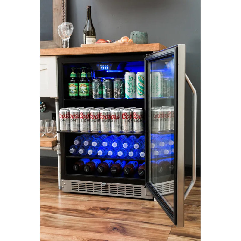 EdgeStar 23.5'' W Convertible 142 Cans (12 oz.) 5.49 Cubic Feet Beverage Cooler with Reversible Glass Door
