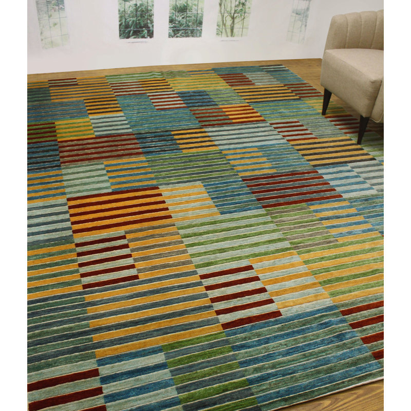 Tapis intérieur de la laine 8 pi 7 po x 11 pi 6 po one-of-kind main-noué la Caryl