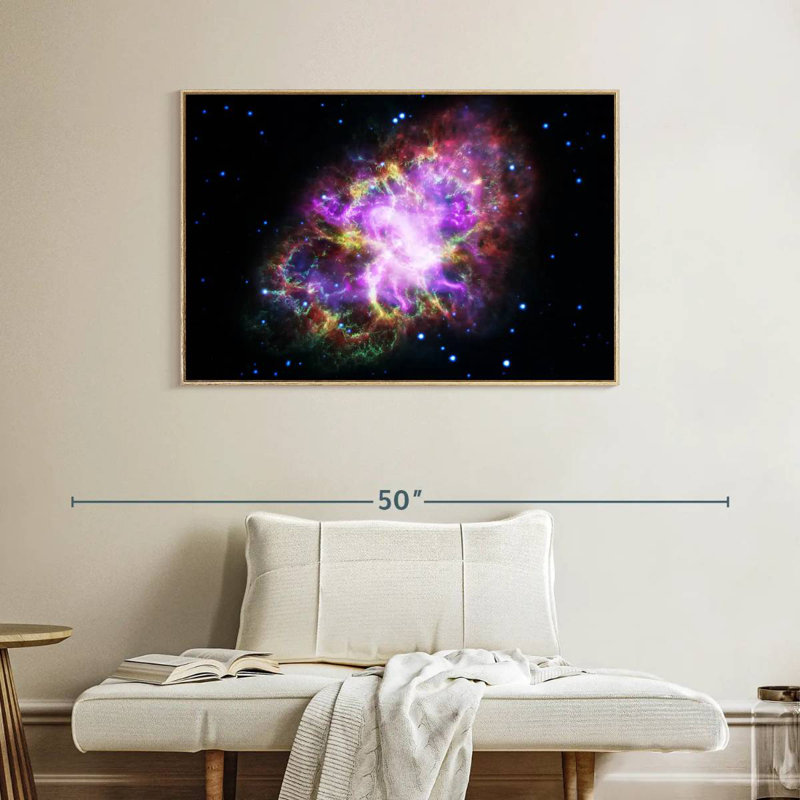 Nébuleuse du crabe scintillant, Cadre flottant en bois naturel, 40 po x 27 po